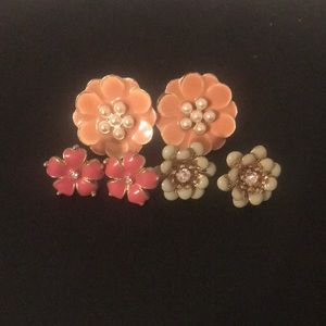 Set of 3 floral earrings